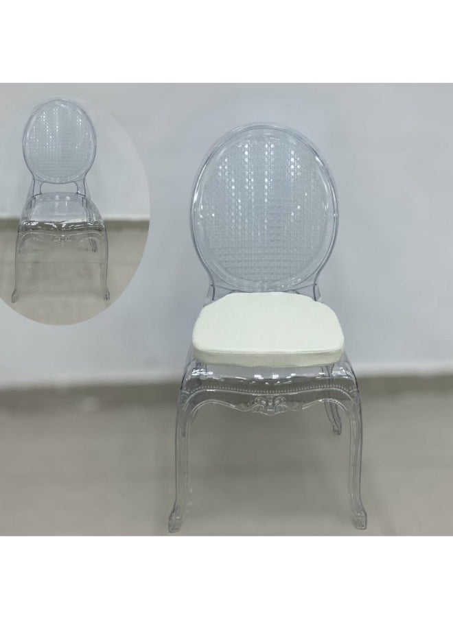 SMART HOME Comfortable Acrylic Chair With Waterproof Pu Leather Seat Cushion, Luxury Transparent Event Chair And Dining Table Chair  - Image 2