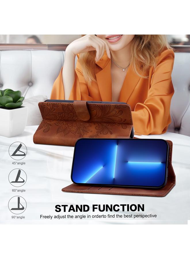 اس-توب جراب لهاتف Motorola Moto G53 / G13 / G23 مصنوع من مادة البولي يوريثان مع مشبك مغناطيسي منقوش بالزهور وحزام معصم - Image 5