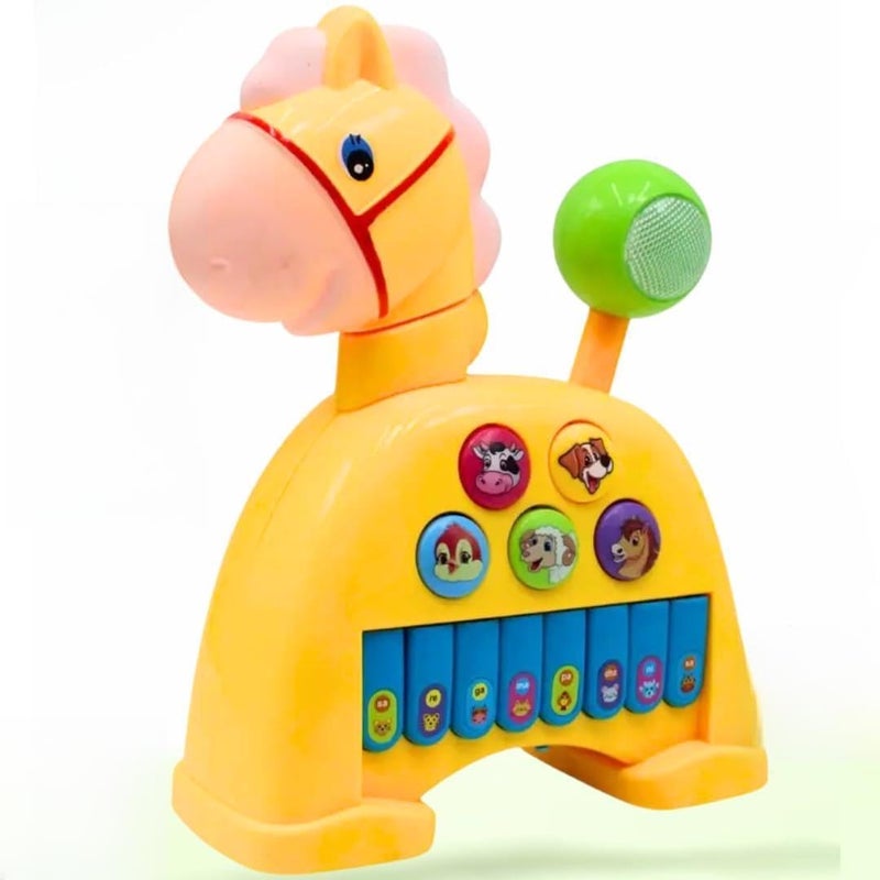 Storio Musical Light & Sound Horse Piano with 5 Modes of Animal Sound (Colour May Vary)| Soothing Melodies| Interactive Modes| Spinning Wheel| Ideal Gifting Option - Image 5