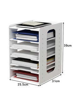 Kidle 7-Tier File Holder Office Desk Organizer Letter Tray A4 Paper Holder Document Storage Rack For Home Office School  - Image 2