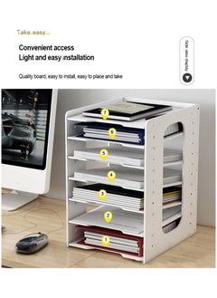 Kidle 7-Tier File Holder Office Desk Organizer Letter Tray A4 Paper Holder Document Storage Rack For Home Office School  - Image 3