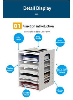 Kidle 7-Tier File Holder Office Desk Organizer Letter Tray A4 Paper Holder Document Storage Rack For Home Office School  - Image 4