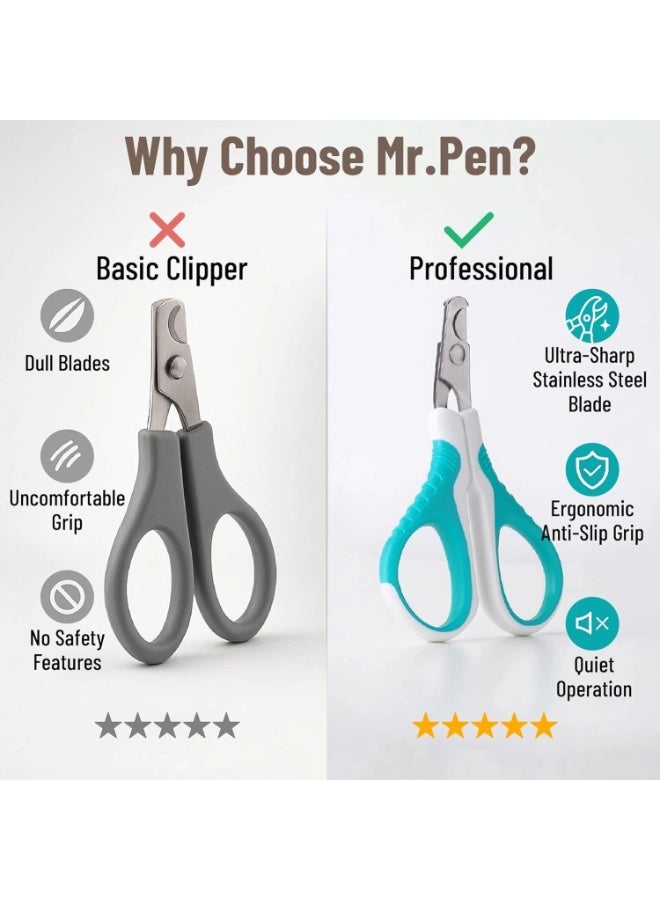 MonaPlay Professional Cat Nail Clippers, Small Pet Nail Trimmers for Cats, Kittens, Rabbits & Small Dogs, Safe Stainless Steel Blades, Ergonomic Grip & Safety Guard for Precise Grooming - Image 3