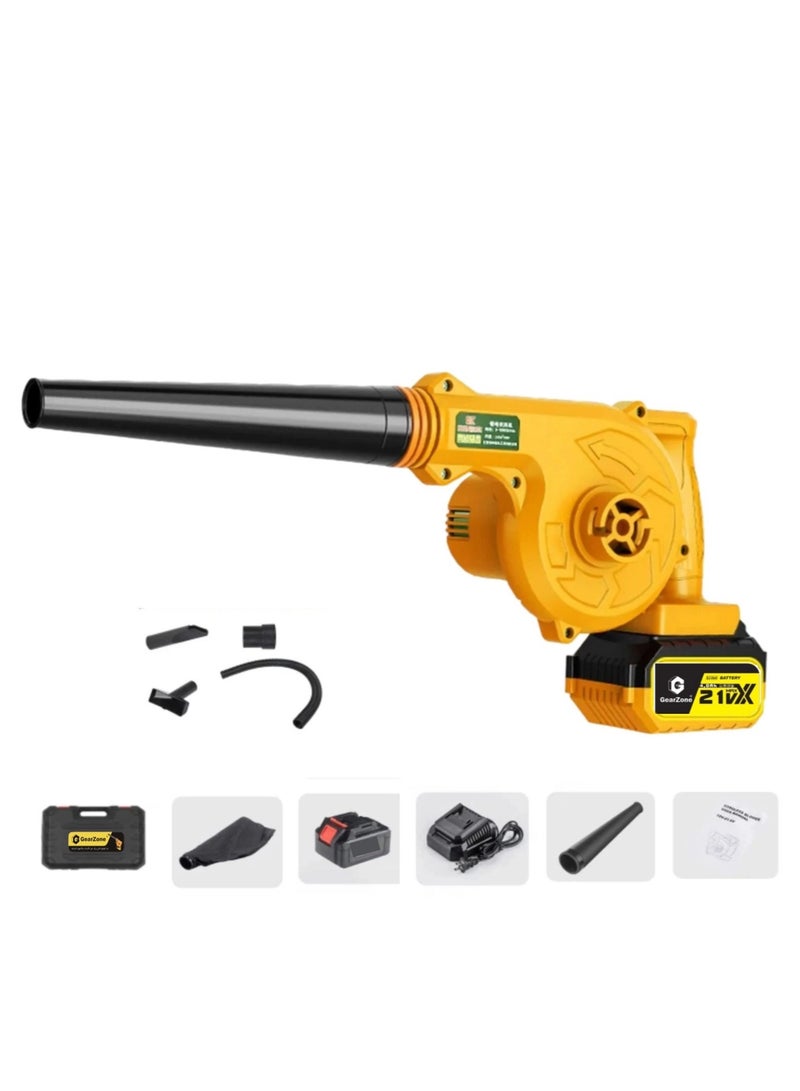 جيرزون منفاخ كهربائي متغير السرعة 21 فولت 10000 دورة في الدقيقة - 31500 دورة في الدقيقة للنفخ والشفط مع حقيبة تجميع للسيارة والمنزل والحديقة والاستخدام الخارجي - لون برتقالي - Image 1