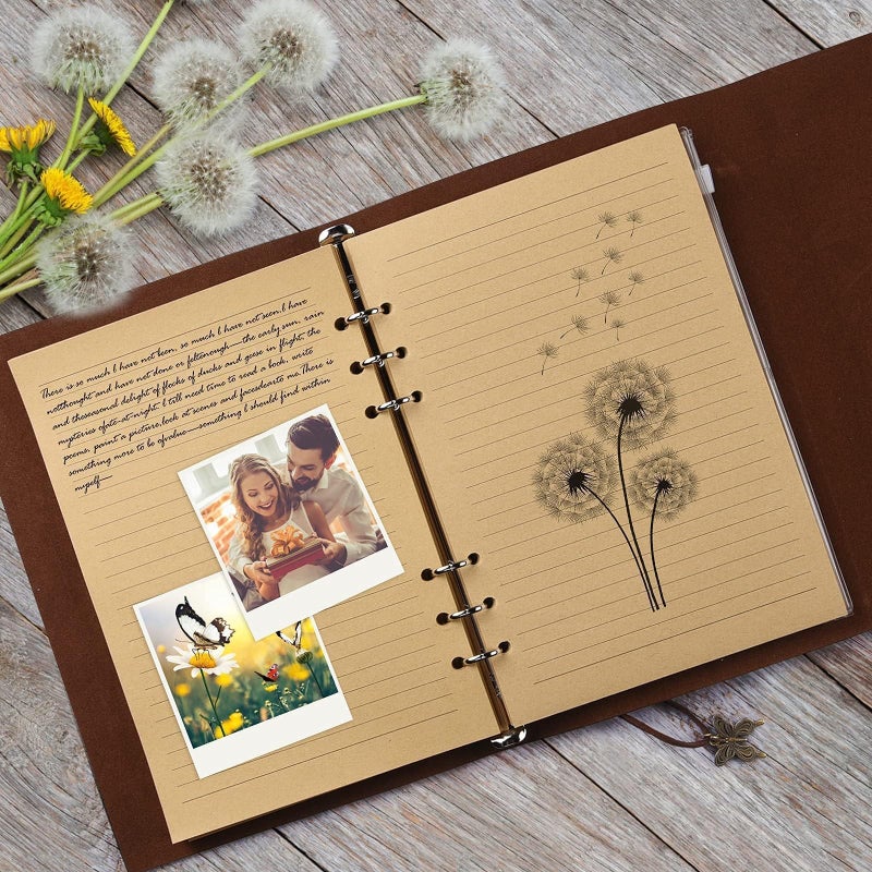 OMEYA Leather Journal Notebook, Refillable Writing Journal Diary Planner, Gifts For Women,Men, Girls, Sister, Friends(Purple, A5-9.3''Ã—6.3'') - Image 3