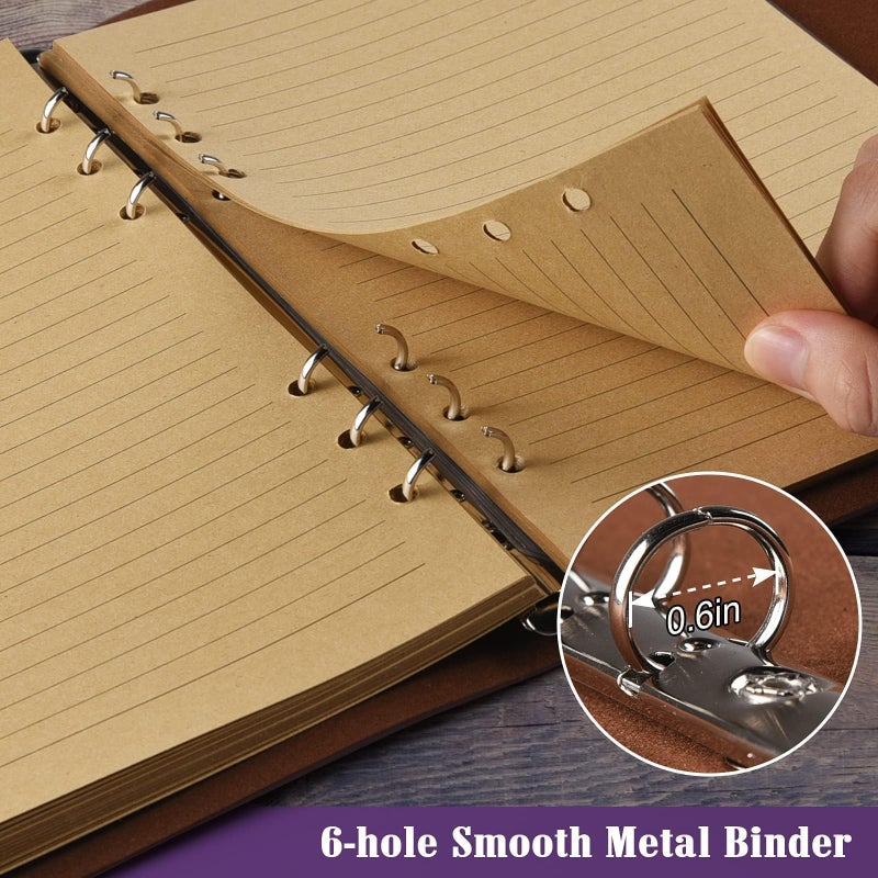 OMEYA Leather Journal Notebook, Refillable Writing Journal Diary Planner, Gifts For Women,Men, Girls, Sister, Friends(Purple, A5-9.3''Ã—6.3'') - Image 4