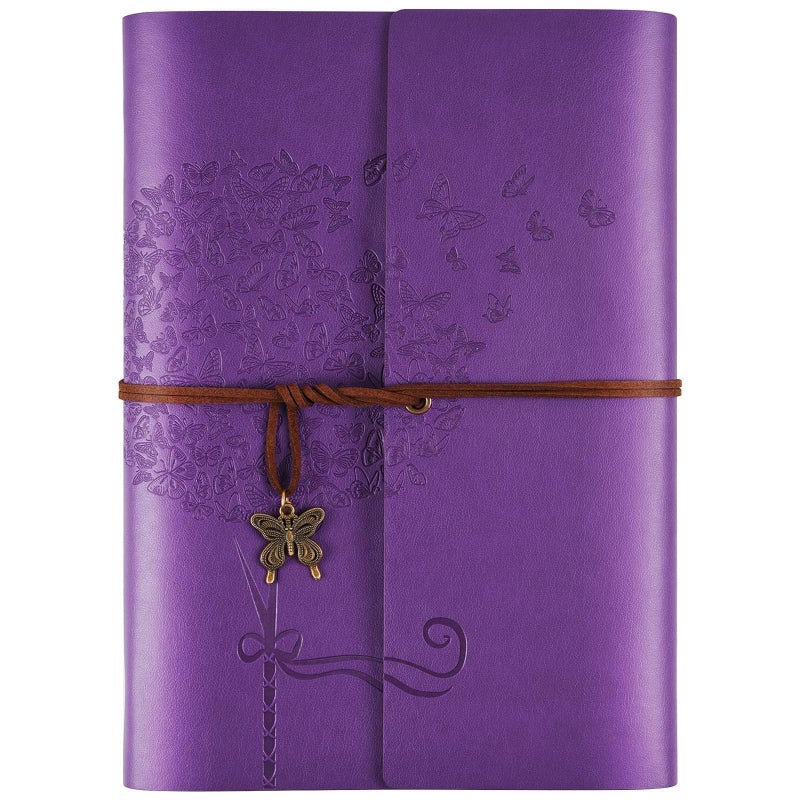 OMEYA Leather Journal Notebook, Refillable Writing Journal Diary Planner, Gifts For Women,Men, Girls, Sister, Friends(Purple, A5-9.3''Ã—6.3'') - Image 1