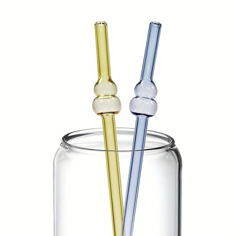 Set Of 4 Reusable High Borosilicate Glass Straws With Cleaning Brush Gourd Design 8x200mm Type B For Smoothies Juices Iced Coffee And Soda Heat And Cold Resistant Ideal Gift - Image 5