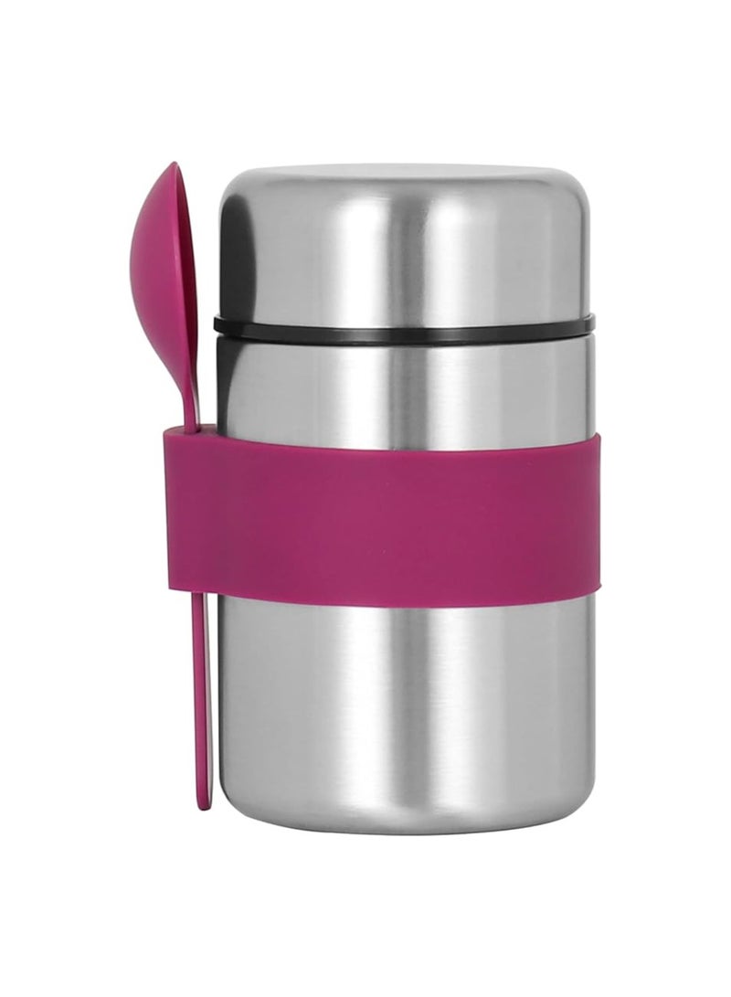 چينيرال براند 400ml Vacuum Insulated Soup Container Stainless Steel 304 Lunch box for Kids Adult Food Jar (400ml, SS+Plum) - Image 1