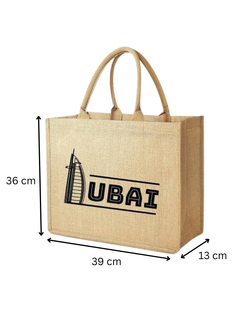 Pearl Coast Dubai Souvenir Jute Bag – EcoChic Tote Bags | Pack of 12 | Durable, Stylish & Reusable - Image 3
