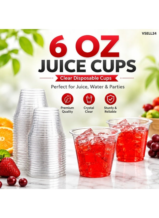 vsell24 Pack of 250 Plastic Juice Cups 6oz  – Clear Disposable Cups for Cold Beverages, Smoothies, Water & Events - Image 2