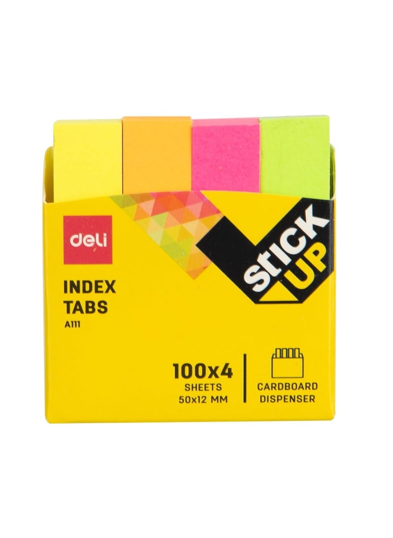Deli 400-Piece Paper Index Tabs 50x12mm Size In Cardboard Dispenser Multicolour  - Image 1