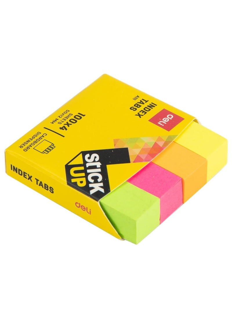 Deli 400-Piece Paper Index Tabs 50x12mm Size In Cardboard Dispenser Multicolour  - Image 3