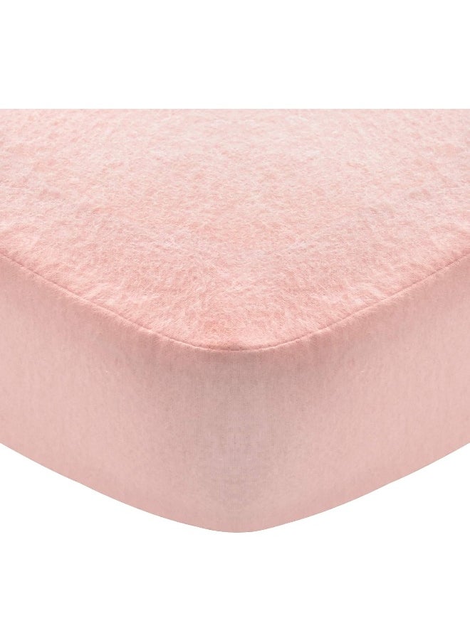 Moonsea Moonsea Flannel Crib Sheet for Girl, 100% Cotton Flannel, Heavenly Soft Fitted Crib Sheet for Standard Crib (28" X 52") and Toddler Mattresses Warm, Pink  - Image 1