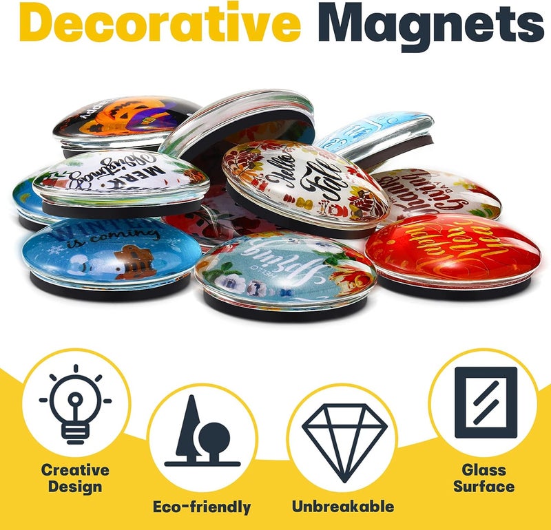 TOODOO Set of 12 Refrigerator Magnets Glass Seasonal Magnets Happy New Year Valentines Day Irish Festival Fridge Decorative Magnets for Home Whiteboard Classroom Office - Image 4