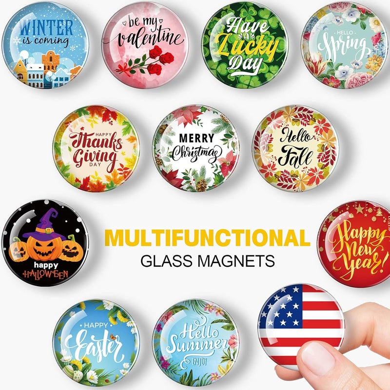 TOODOO Set of 12 Refrigerator Magnets Glass Seasonal Magnets Happy New Year Valentines Day Irish Festival Fridge Decorative Magnets for Home Whiteboard Classroom Office - Image 2