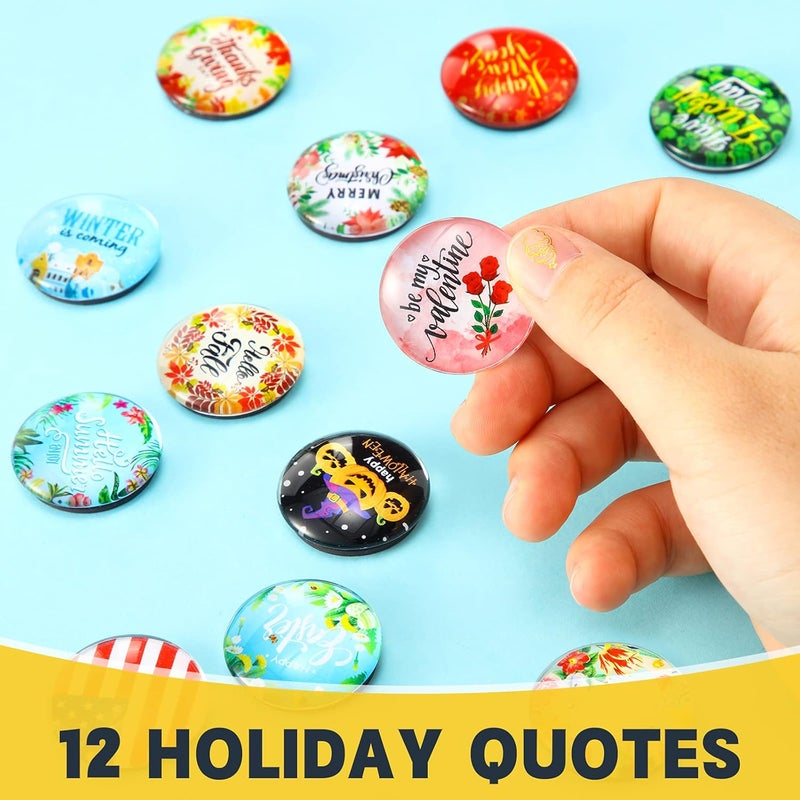 TOODOO Set of 12 Refrigerator Magnets Glass Seasonal Magnets Happy New Year Valentines Day Irish Festival Fridge Decorative Magnets for Home Whiteboard Classroom Office - Image 5