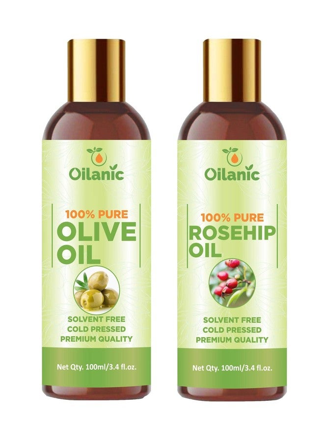 Oilanic زيت الزيتون وزيت ثمر الورد النقي والطبيعي 100% من أويلانيك، عبوة من زجاجتين سعة 100 مل (200 مل) - Image 1