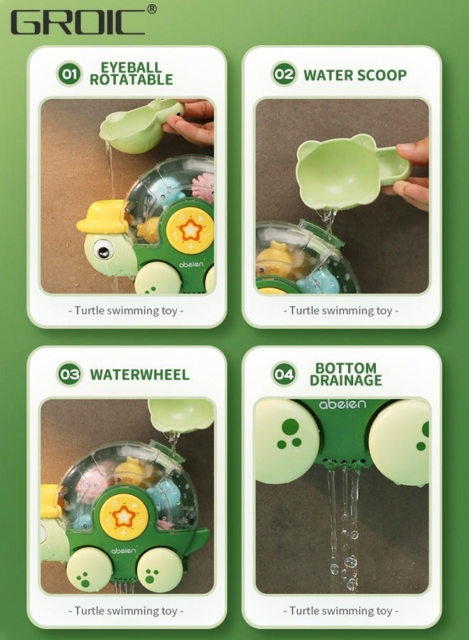 GROIC Turtle Bath Toys for Toddlers, New Born Bathtub Water Toy Interactive Multicolored Infant Bathroom Shower with Rotatable Waterwheel Eyes, Baby and Car - Image 3