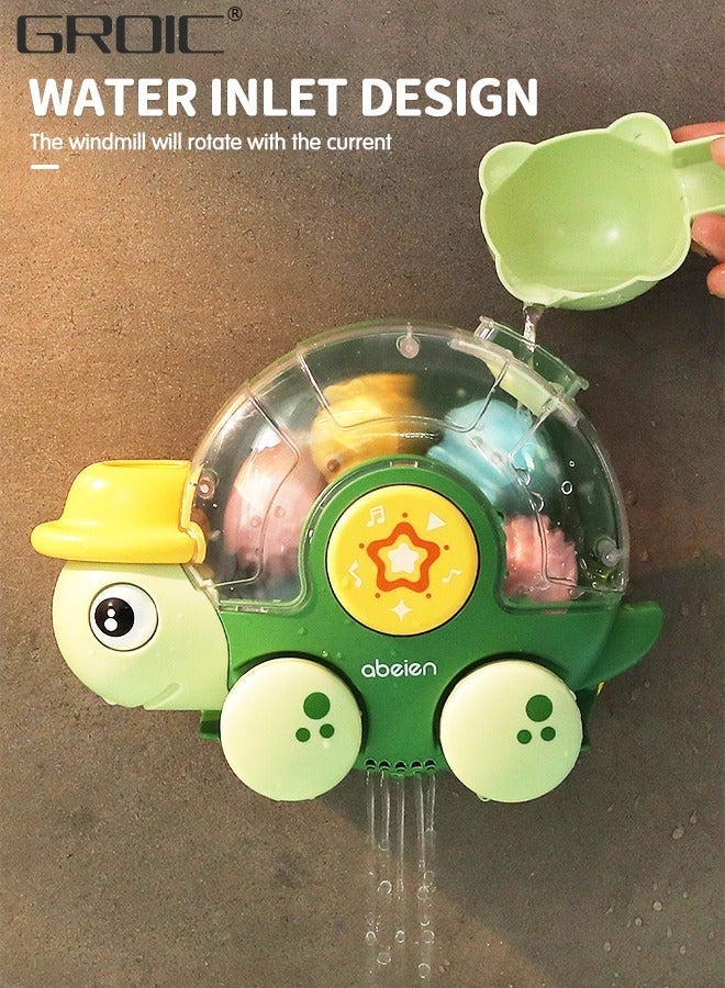 GROIC Turtle Bath Toys for Toddlers, New Born Bathtub Water Toy Interactive Multicolored Infant Bathroom Shower with Rotatable Waterwheel Eyes, Baby and Car - Image 4
