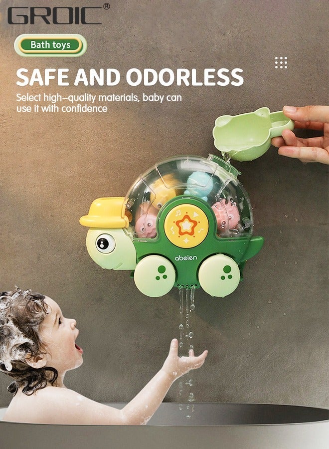 GROIC Turtle Bath Toys for Toddlers, New Born Bathtub Water Toy Interactive Multicolored Infant Bathroom Shower with Rotatable Waterwheel Eyes, Baby and Car - Image 2