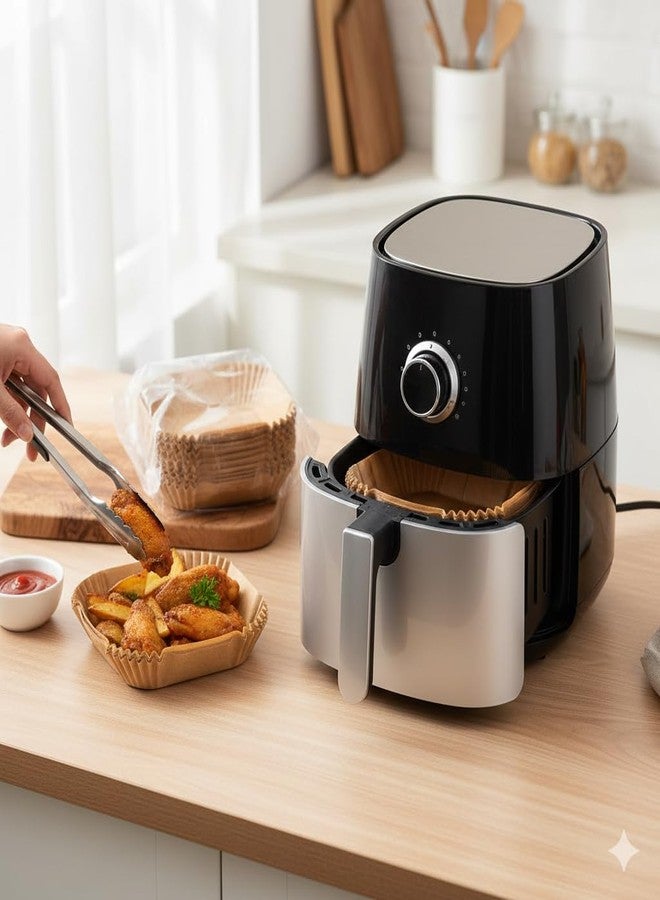بطانات قلي الهواء المربعة من ريوف، 100 قطعة - ورق زبدة غير لاصق للاستخدام مرة واحدة، مناسب للقلي الهوائي والخبز والتحميص والميكروويف - أوراق خبز آمنة غذائيًا، مقاومة للزيت والتمزق، مثالية للمطبخ - Image 3