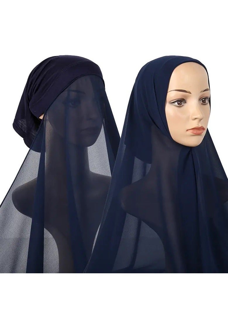 BHNS Hijab VIP veil, women's scarf, soft laser chiffon in elegant modern colors, with a hidden cotton bandana For more comfort and high stability on the head for women  - Image 3