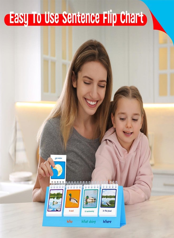 SpriteGru Sentence Flip Charts, 80 Double Sided Cards 40 Sentences, Learn Parts of Speech Who/What/Where Sentence Building Freestanding Flip Chart Educational Tool for Preschool Kindergarten 1st 2nd Grade - Image 5