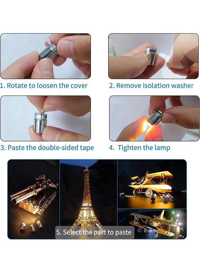 مصباح LED صغير، 10 أسطوانة ضوء صغيرة تعمل بالبطارية لمشاريع الحرف اليدوية، أضواء LED صغيرة لبيوت الدمى، شخصيات الحركة، بناء الألعاب (أزرق) - Image 5