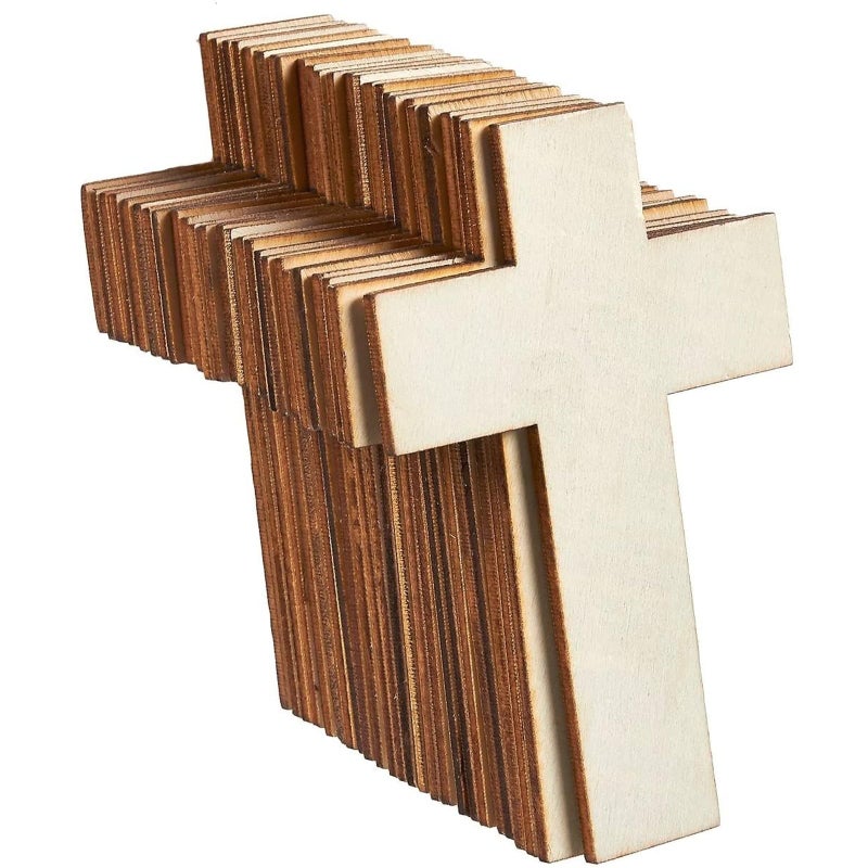 Juvale Unfinished Wood Crosses  25Pack Cross Shaped Wood Pieces for Wooden Craft DIY Projects Sunday School Church Home Decoration  27 x 42 inches Wooden Cross 
