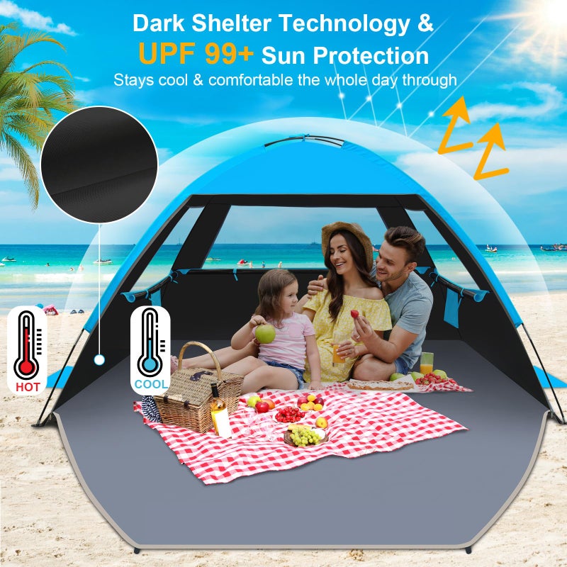 Gorich Beach Tent Sun Shelter for 3/4/6/8/10 Person with UPF 50ï¼‹ UV Protection, Lightweight & Easy Setup Beach Shade Canopy, Portable Beach Shade Tent Beach Cabana - Image 3