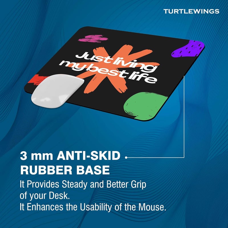 TURTLEWINGS | Mousepad | Inspirational Quote Mousepad – 22x18 cm, 3mm Thick | Abstract Design Non-Slip Rubber Base | Office, Study & Gaming Use | Premium Smooth Surface 222 (2) - Image 2