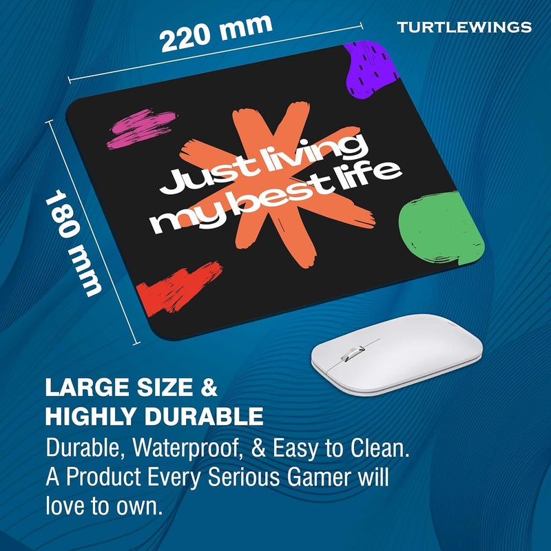 TURTLEWINGS | Mousepad | Inspirational Quote Mousepad – 22x18 cm, 3mm Thick | Abstract Design Non-Slip Rubber Base | Office, Study & Gaming Use | Premium Smooth Surface 222 (2) - Image 3