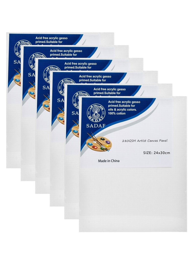 Sadaf 6-Piece Canvas Panel Board 24x30cm Size 280gsm Thickness - Image 1