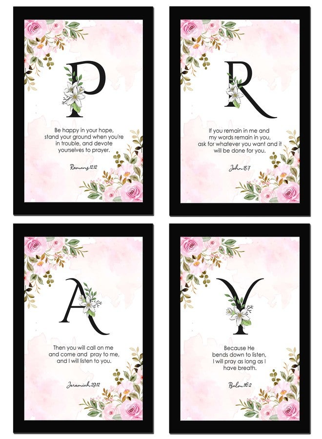 AR Creative Synthetic Pray - Bible Verse Wall Art, Bible Quotes Print With Frame, Home, Office Decor, Bible Quotes Poster (13.6 Inch X 10.2 Inch), Set Of 4 - Image 1