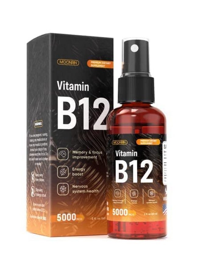 MOONRIN - B12 Liquid Spray Vitamin B12 Drops For Energy And Nerve Function Support Brain Memory Mood Immune System With B12 Sublingual Vitamins Maximum Strength Vegan B12 Supplement 2 Fl Oz - Image 1