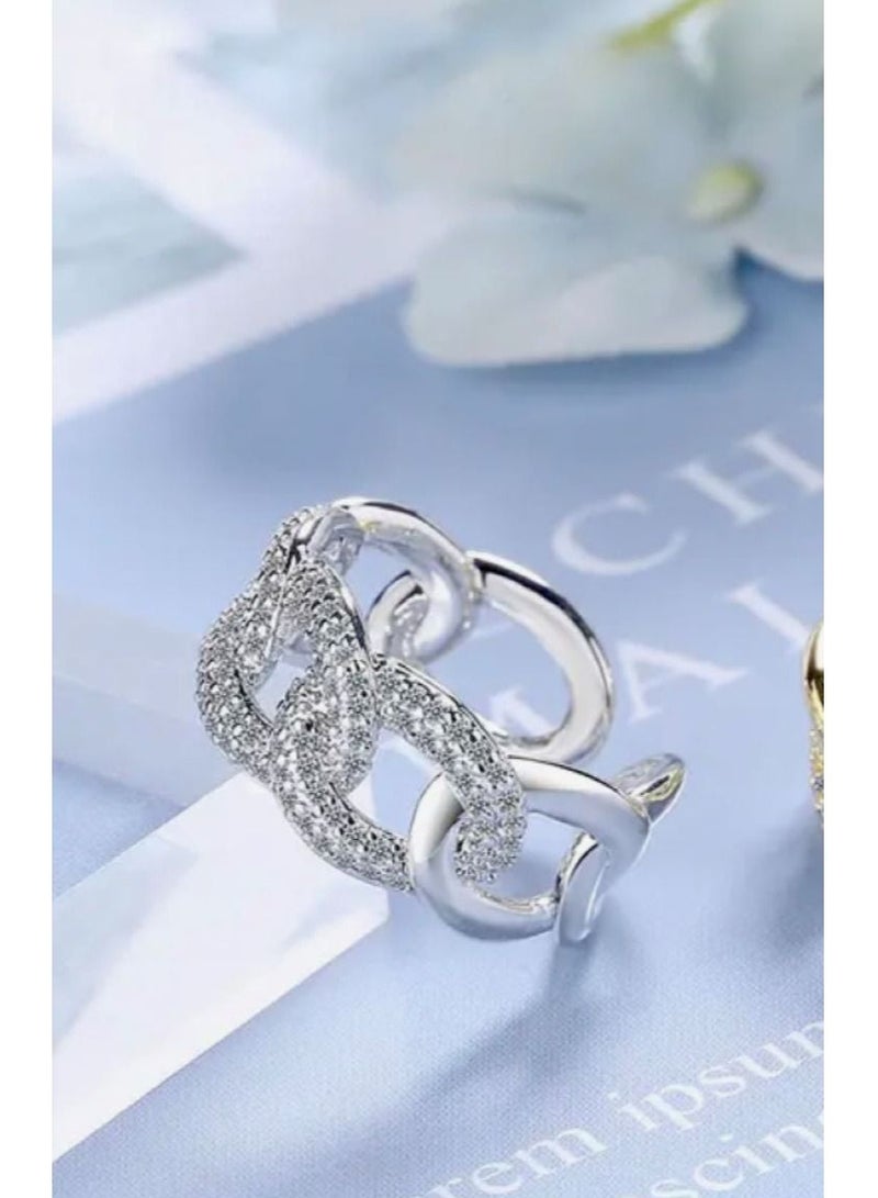 استراتيجية خاتم من الفضة الإسترليني عيار 925 مرصع بحجر الزركونيا - Image 1