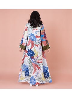 اكسا جلابية مطرزة نقوش ورق شجر IK1031 ابيض  - Image 4