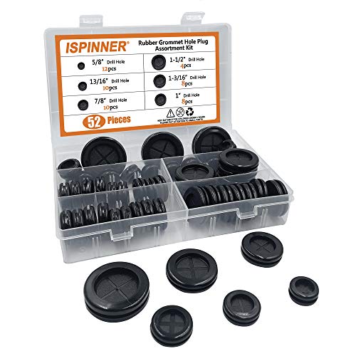 ISPINNER 52pcs 6 Sizes Rubber Grommet, Double Sided Round Rubber Hole Plug, Drill Hole 5/8" 13/16" 7/8" 1" 1-3/16" 1-1/2" (Black) - Image 4