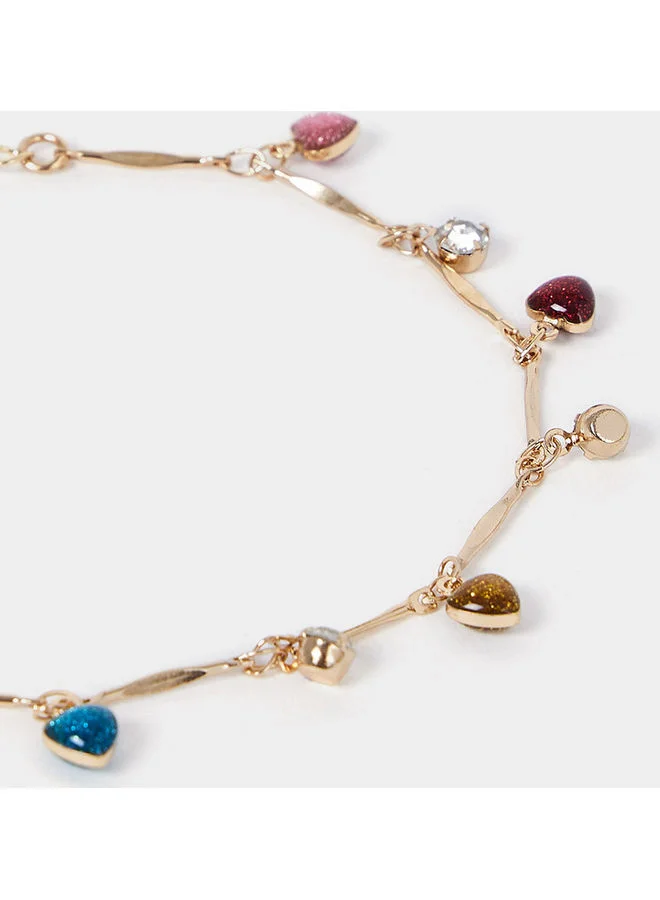 Styli Heart Rhinestone Drop Anklet