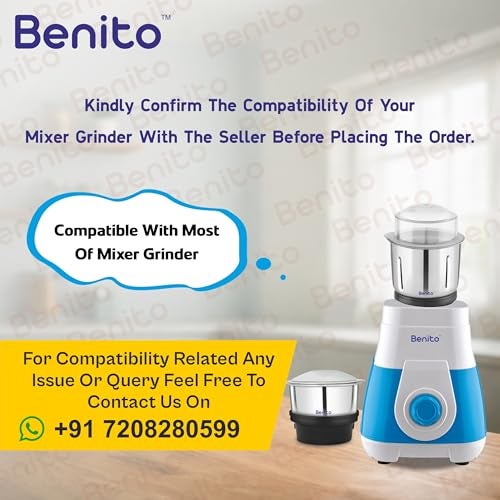Benito Combo Chutney Jar (200ml & 600ml) for Mixer Grinder – Compatible with 4-Teeth Coupler & Dual Locking System - Image 3