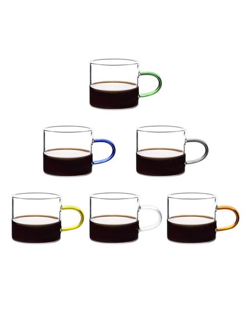6-Piece Glass Coffee Cup, 3.3oz Espresso Cups, Glass Mugs with Handle for Cappuccino Latte Tea Beer