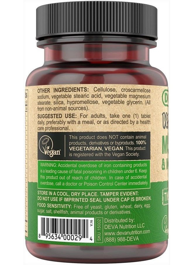 Deva Vegan Vitamins Deva Vegan Multivitamin and Mineral Supplement - Once-Per-Day Formula with Greens - Vitamins A, C, D, E, B Complex, High-Potency Formulation for Daily Health and Wellness- 90 Tiny Tablets, 1-Pack  - Image 4