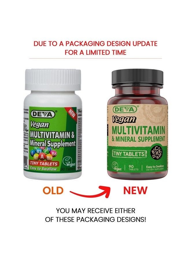 Deva Vegan Vitamins Deva Vegan Multivitamin and Mineral Supplement - Once-Per-Day Formula with Greens - Vitamins A, C, D, E, B Complex, High-Potency Formulation for Daily Health and Wellness- 90 Tiny Tablets, 1-Pack  - Image 2