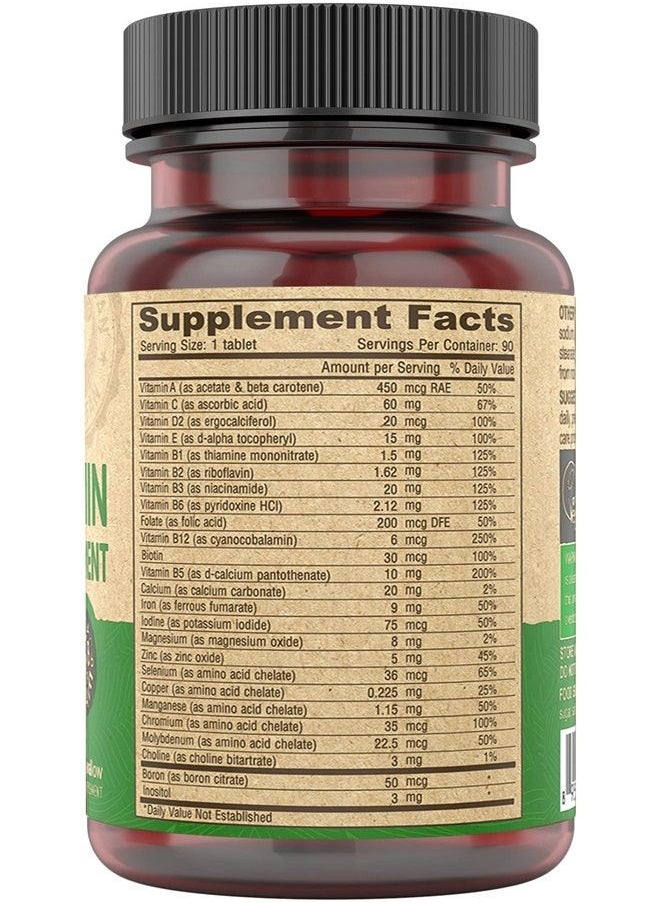 Deva Vegan Vitamins Deva Vegan Multivitamin and Mineral Supplement - Once-Per-Day Formula with Greens - Vitamins A, C, D, E, B Complex, High-Potency Formulation for Daily Health and Wellness- 90 Tiny Tablets, 1-Pack  - Image 3