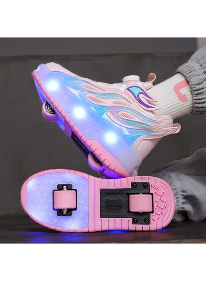 MIXSNOW Summer Kids' Universal Pulley Sneakers with Four Roller Skates - Breathable & Light-Up - Image 2