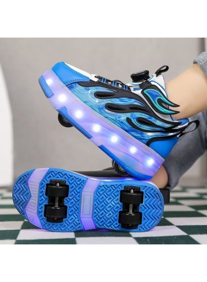 MIXSNOW Summer Kids' Universal Pulley Sneakers with Four Roller Skates - Breathable & Light-Up - Image 1