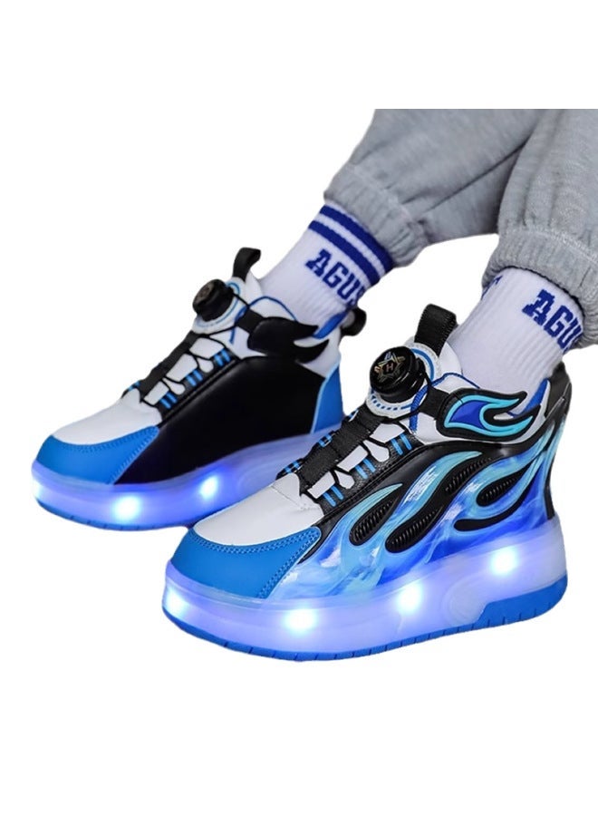 MIXSNOW Summer Kids' Universal Pulley Sneakers with Four Roller Skates - Breathable & Light-Up - Image 5