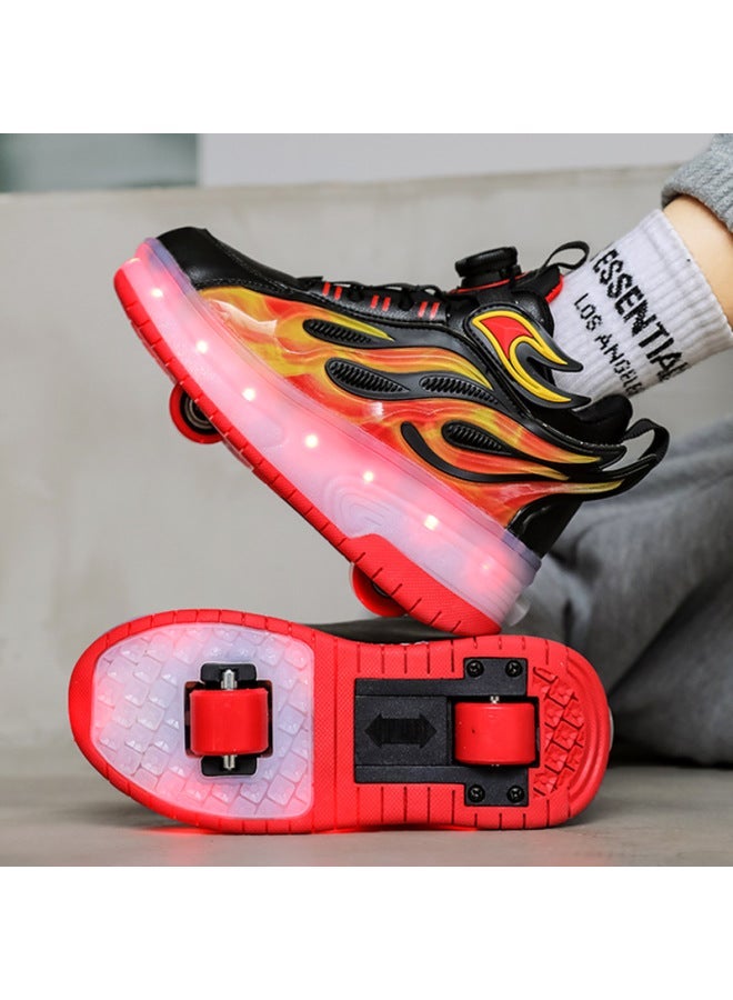 MIXSNOW Summer Kids' Universal Pulley Sneakers with Four Roller Skates - Breathable & Light-Up - Image 3