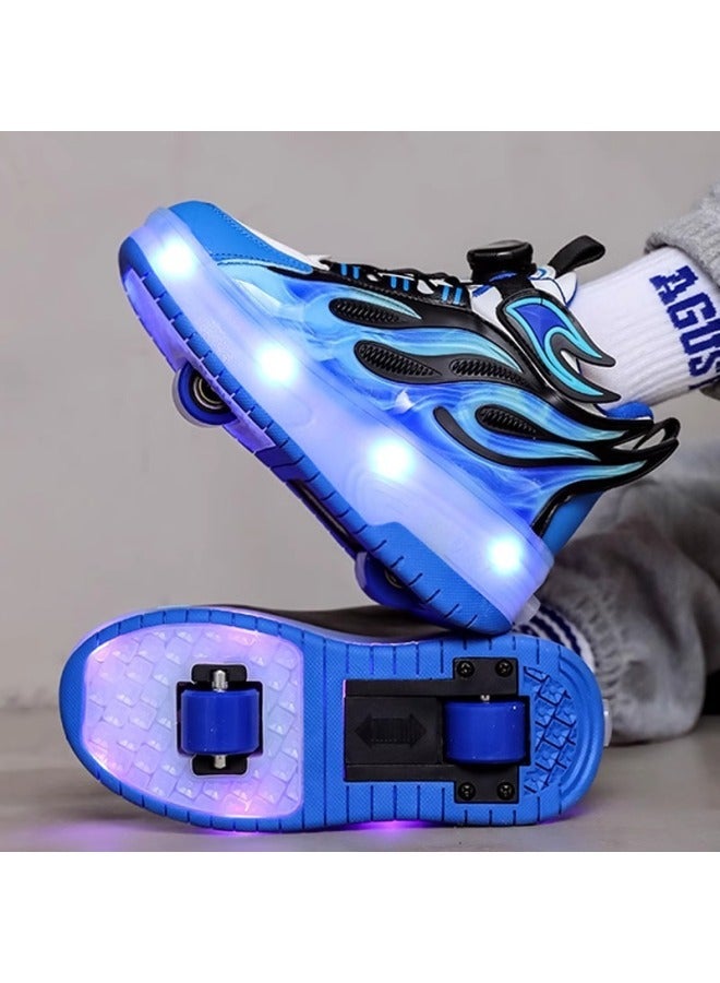 MIXSNOW Summer Kids' Universal Pulley Sneakers with Four Roller Skates - Breathable & Light-Up - Image 4